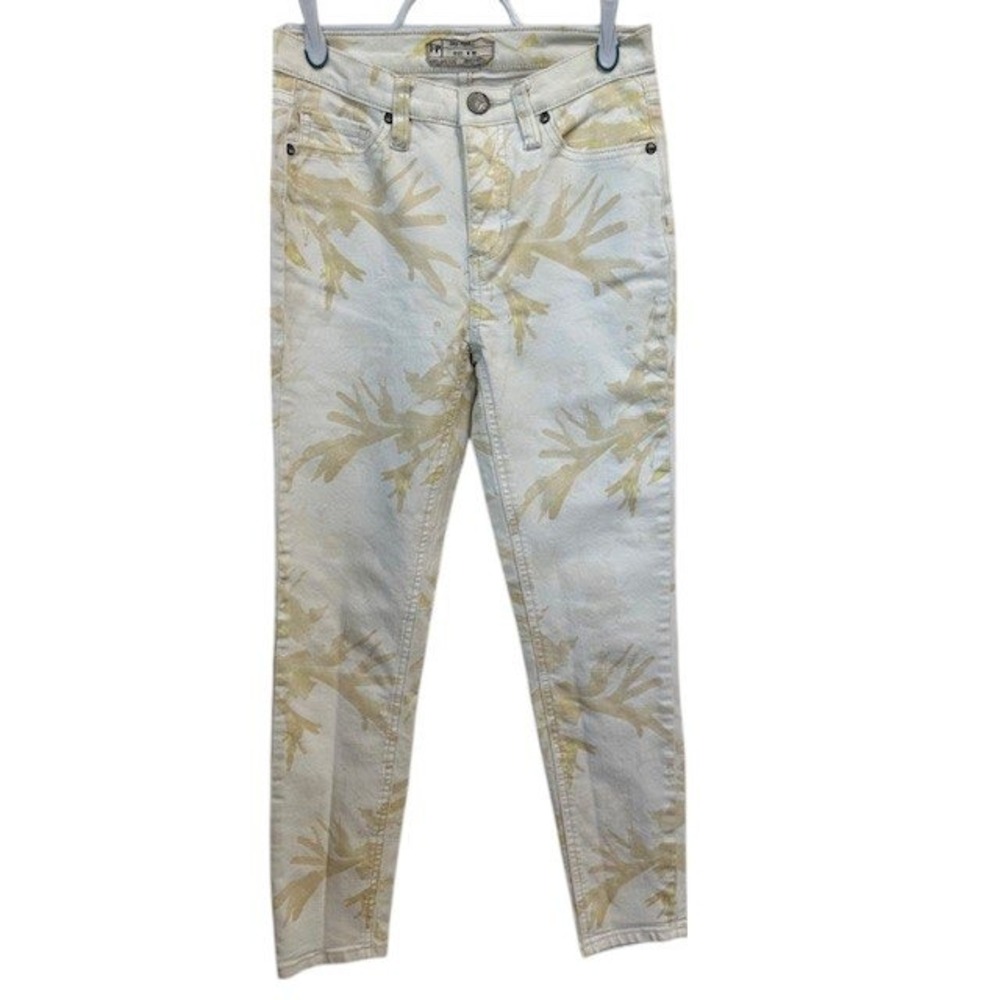 Free People Floral Printed High Rise Skinny Jeans Casual Everyday Style Size 25 - Picture 3 of 12